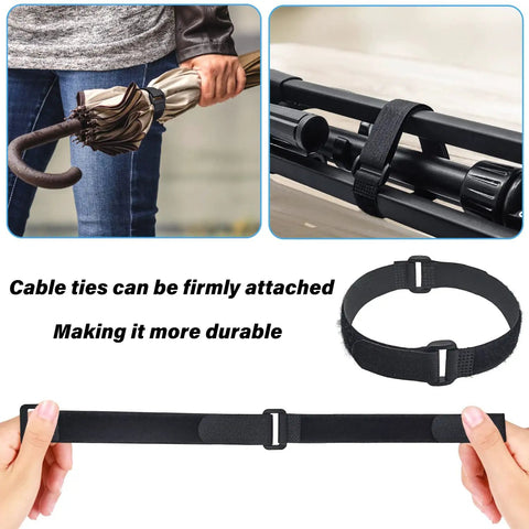 30 Pack Reusable Cable Ties 8 Inch Straight Up Heavy Duty Hook And Loop Velcro Straps for securing items like umbrellas and poles.