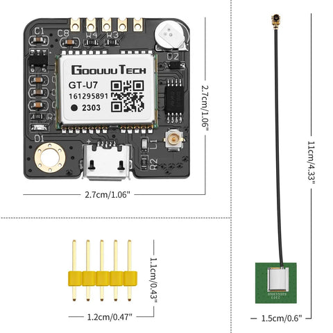 Two Pack GT U7 GPS Module For Drones And Microcontrollers With Satellite Navigation Receiver Dimensions and Components