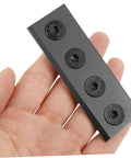Hand holding Beefy Track Fixing Connector For Barn Door Track And Sliding Gate Hardware Black Heavy Duty Bracket