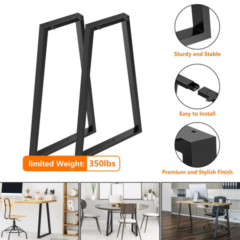 Beefy 14 Inch Trapezoid Metal Table Legs Heavy Duty Desk Furniture DIY Sturdy Support For Coffee Tables Benches Chairs Side End Tables Black Set Of 2 Anti Rust Powder Coated Finish Built To Last