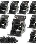 Eight Pack 0 To 90 Degree Folding Hinges Built Tight For Smooth Home Improvements Beefy Self Locking Steel Brackets Handling 500 Pounds Without Any Hassle Comes With All Hardware with black screws visible