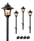 Low Voltage Landscape Pathway Lights 12V 3W 120LM 3000K Seed Glass Orbs with connectors and aluminum body, 4 Pack