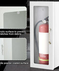 White Steel Fire Extinguisher Cabinet With Projecting Sign And Arrow, Wall Or Surface Mount For 10 Lb Dry Chemical Extinguishers
