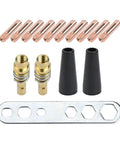 MIG Torch Consumable Kit For 15AK And MB15 With 0.8mm Copper Contact Tips 14AK Flux Core Gasless Nozzles Holders And Wrench