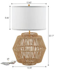 2 Pack Woven Rattan Table Lamps With Plug In Boho White Fabric Shade For Nightstand End Table Living Room Bedroom Entryway Farmhouse Decor Great For Ambient Glow And Cozy Bohemian Vibe