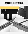 Close-up of Foldable 39.4 Inch Workbench With Built In Measuring Tape And Angle Finder, Side Tool Storage, Heavy Duty Frame details.