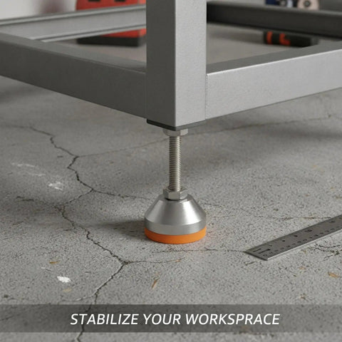Beefy Heavy Duty Adjustable Leveling Feet With Carbon Steel Threaded Stem And Rubber Base for furniture on cracked concrete floor
