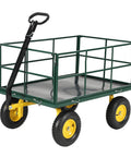 Heavy Duty 1500 Lbs Steel Garden Cart With 3 In 1 Utility Wagon Flatbed Removable Mesh Sides 13 Inch All Terrain Tires