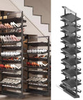 Premium Pullout Shoe Rack Organizer For Closet Adjustable Height Retractable Metal Stackable Vertical Shelf for a compact storage solution.