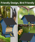 Squirrel Proof Bird Feeder For Outdoors, 5 Pound Metal Hanging Feeder with Two Ports for Cardinals and Chickadees in backyard