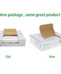 No Mess Clear Trash Bags Bulk Bundle One Thousand Count Seven To Ten Gallon Scent Free Garbage Liners in new packaging side by side with old.