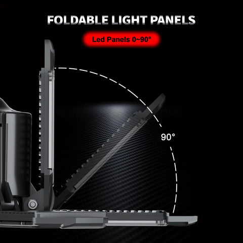 Side view showing foldable light panels on Deformable 200W LED Garage Light With PIR Motion Sensor 20000LM Shop Ceiling Light.