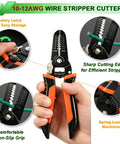 Ultimate 1500 Piece Waterproof Automotive Electrical Connector Kit With 87 Sets Of Weather Pack Terminals Plus Ratcheting Crimper Pliers And Storage Case For Your Hot Rod Or Daily Driver Needs wire stripper cutter, 10-12 AWG, orange black handles