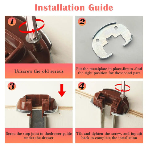 Installation guide for Straight Up Universal Drawer Slides Replacement Kit Five Pack with steps for mounting drawer tracks.