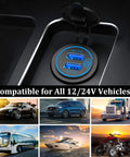 Dual Quick Charge 3.0 Auto Charger With Responsive Touch Switch Plus 12V Accessory Socket Waterproof Build for Smart Phones pickups.