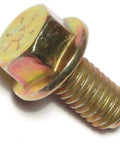 Super Heavy Duty Pro Grade 8 Hex Flange Bolts 3/8 16 X 3/4 Inch Bright Yellow Zinc Steel with wide hex washer detail.
