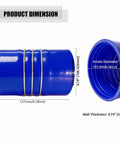 Blue silicone charge-air hump hose, side view with T-bolt clamps, 4x6 in, 2-pack.
