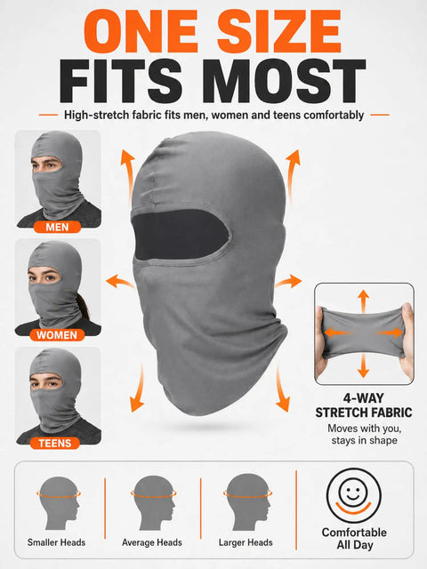 Gray balaclava showcasing dope six pack full face balaclavas ski masks for men and women UV sun protection windproof summer