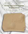 Replacement Porch Top Cover For Patio Outdoor Swing Seat Furniture 77X43 Beige folded, showing scalloped edges on white background
