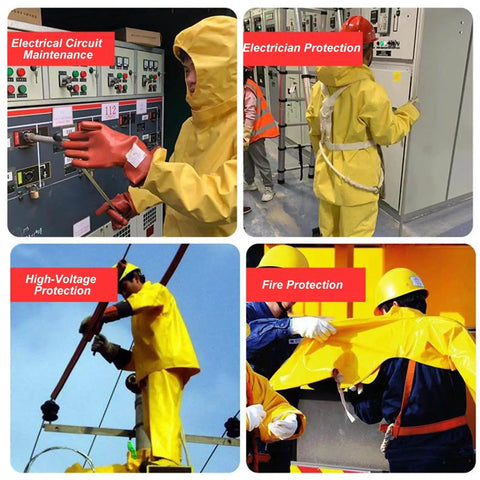 High Voltage Insulation Suit 1kV To 35kV, 2 Pack Electrical Insulation Clothing Set, yellow PVC resin PPE for electricians