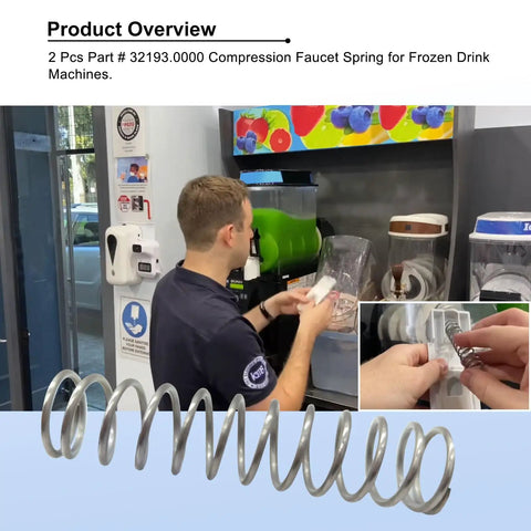 Person installing Two Pack 32193.0000 Compression Faucet Spring For 32193-2 Ultra 2 Frozen Drink Machines Replacement Kit