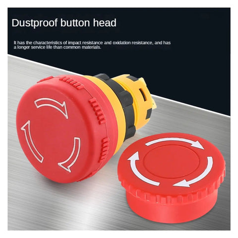 16mm Plastic Emergency Stop Push Button Switch NoNonsense Red Mushroom Head Latching 5A Rated Current For Industrial Control Panels And Machinery Safe Shutdown In Manufacturing Lines, dustproof button head