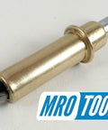 Close-up of a brass Cleco fastener from Beginner Cleco Sheet Metal Fastener Kit With Pliers And Mesh Carry Bag Includes 1 8th Inch, 3 16th Inch, 3 32nd Inch And 5 32nd Inch Cleco Fasteners Made In USA Ideal For Automotive Body Work And Repair Colors Copper Brass Zinc Black