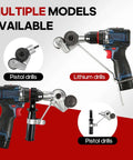 Multiple drills with Metal Nibbler Drill Attachment Turn Your Power Drill Into A Pro Level Sheet Metal Cutter With A Double Cut Design