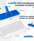 Six-Piece Threaded Swivel Scrub Pad Holder Set With Pads, Heavy-Duty Floor Pad Holders For Commercial Cleaning, Versatile Blue 9 X 3.75 Inch, Built Tough For Contractors And Home Use, Durable Construction For Heavy Scrubbing. Blue threaded swivel pad holder, 9 x 3.75 inch, with scrub pad