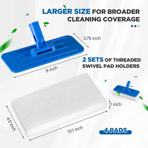 Six-Piece Threaded Swivel Scrub Pad Holder Set With Pads, Heavy-Duty Floor Pad Holders For Commercial Cleaning, Versatile Blue 9 X 3.75 Inch, Built Tough For Contractors And Home Use, Durable Construction For Heavy Scrubbing. Blue threaded swivel pad holder, 9 x 3.75 inch, with scrub pad