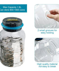 Digital Coin Jar For Saving Cash And Stashing Change, 1.8L Large Piggy Bank With LCD Counter Counts 800-1000 US Coins