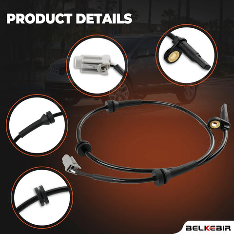 Front ABS Wheel Speed Sensor Pair Fits 2008 Through 2014 Nissan Rogue And 2008 To 2012 X Trail 2.5L detailed view with connectors.