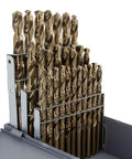 29 Piece M42 Cobalt Screw Machine Drill Bit Set Stub Length A Through Z Sizes Gold Oxide Finish for Stainless Steel and Hard Metals