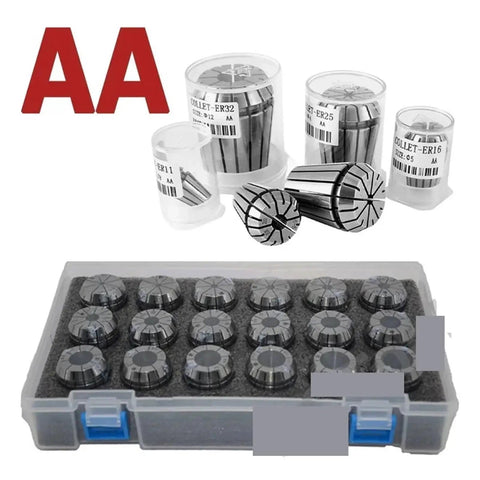 Top Grade High Precision Spring Collet Set For Your CNC And Drill Setup Featuring ER11 ER16 ER20 ER25 ER32 ER40 Sizes in case.