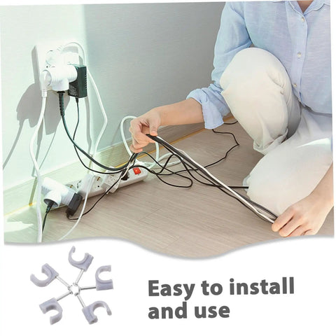 Person organizing cables with 100 Pcs Wire Staples And Cable Clips With Steel Nails PE Material for cable management