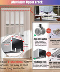 Custom Sized Insulated Sliding Accordion Room Divider With Smooth Folding Panels And Zero Sweat Setup For Interior Patios Or Laundry Rooms Featuring Heavy Duty Waterproof Aluminum Frame In Bright White with upper aluminum track detail.