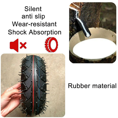 8 Inch Pneumatic Caster Wheel Heavy Duty Swivel Caster Built Like A Tank For Garage Workbench And Utility Carts Silent Rubber Tire close-up of rubber tire showing anti-slip tread and design details.
