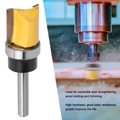 Top Notch 1/4 Inch Shank Carbon Steel Flush Trim Router Bit For Woodworking Pros designed for wardrobe doors and wood slotting.