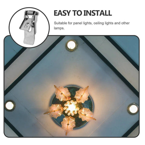 Lawsen Spring Clips Recessed Lighting 40pcs Spring Clips for Downlight Recessed Light Fixtures Iron Panel Lamp Clamp view from below with light.