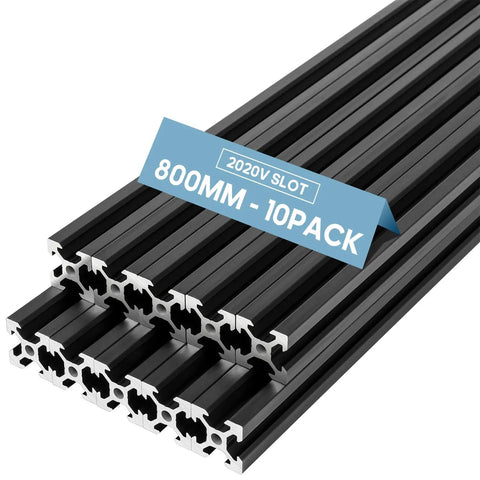V Slot 2020 Aluminum Extrusion 800mm Length European Standard Anodized Black Finish Linear Rail For 3D Printer Engraving Machine DIY Workbench
