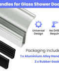 Hella Smooth Chrome Shower Door Handle For Frameless Sliding Glass Doors with rubber gaskets included for installation.