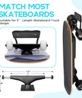 Heavy Duty Skateboard Wall Mount Hook Rack For Easy Vertical Storage with longboard and truck measurements shown