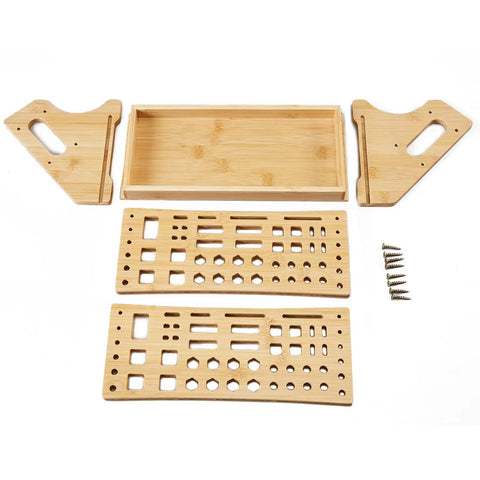 Bamboo Screwdriver Organizer Rack For Desktop Use Handy Hand Tool Stand And Repair Storage Holder Eco Friendly Natural Grain Finish Durable Tool Organizer pieces unassembled.