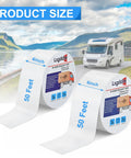 RV Roof Tape 4 Inch By 50 Feet White Sealant Tape For Roof Repair On RVs, trailers, boats, shown in outdoor setting with RV.
