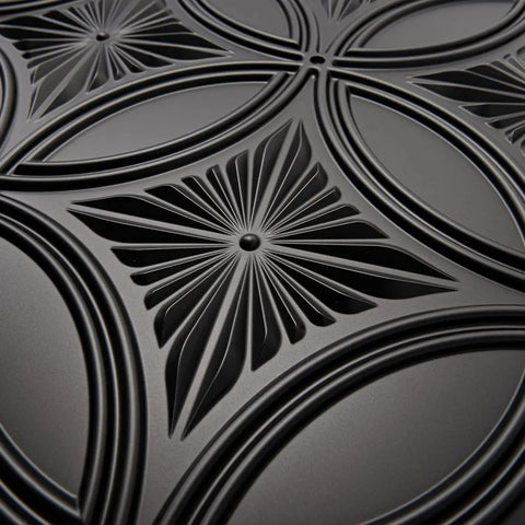 Black PVC Drop Ceiling Tile 2x2 Ft With Glue Up 3D Wall Panel Look, 24x24 In, 12 Pack, Lightweight And Flexible, Water And Corrosion Resistant, Easy Install In Standard T Bar Grid Or On Flat Substrates