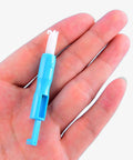Hand holding blue Hicarer needle inserter from Automatic Needle Threader For Sewing Machines 6 Pack Blue And White
