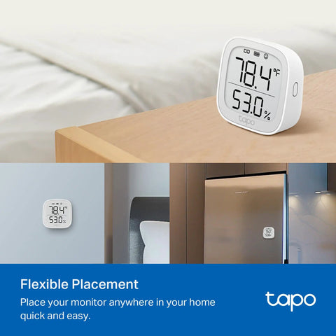 Smart Temperature And Humidity Monitor With 2.7 Inch E Ink Display Real Time Alerts Visual Graphics Hub Required For Stable Connectivity White Finish Swiss Made Sensor For Accurate Readings on bedside table and wall