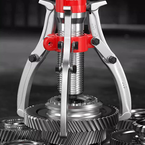 Heavy Duty 15 Ton Hydraulic Bearing And Gear Puller Built Rock Solid With Beefy Alloy Steel Claws And Zinc Coating for gear extraction.