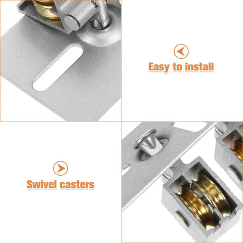 Adjustable Universal Aluminum Patio Sliding Door Track Rollers Hardware Kit Fits Homes Using Corner Adapter For Repair Easy DIY Home Improvement Saving Cash And Making Doors Move Like Butter No Fuss Or Complicated Steps To Finish Job Fast, aluminum roller close-up