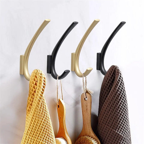 Knockout Vintage Black Zinc Alloy Wall Mount Hooks Slick Scratch Resistant Towel Ring And Coat Hanger For Bath Or Entryway in gold and black